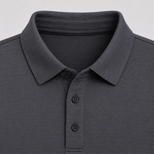 Women’s Classic Gray Ribbed Seam Less Polo Shirt