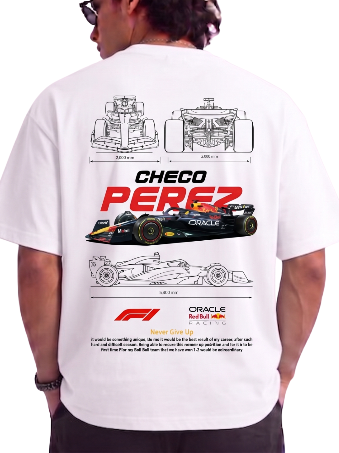 Men's Oversized Drop Shoulder Cotton T Shirt | Checo Perez F1 Racing