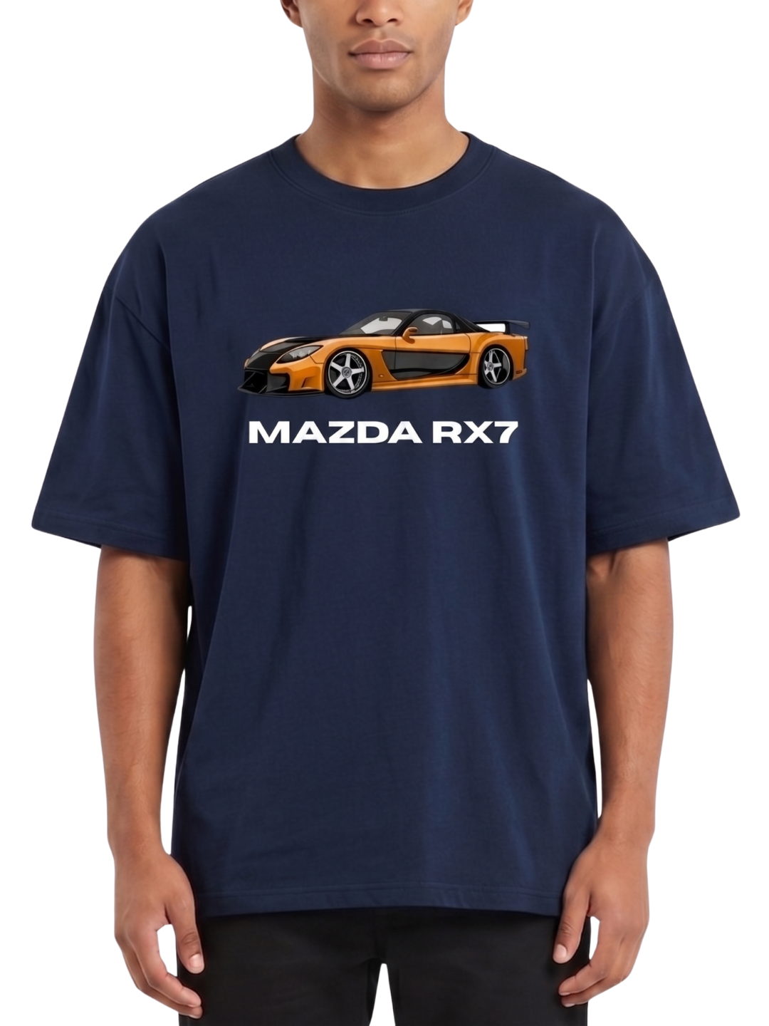 Men's Oversized Drop Shoulder Cotton T Shirt | Mazda RX7 Sports Car