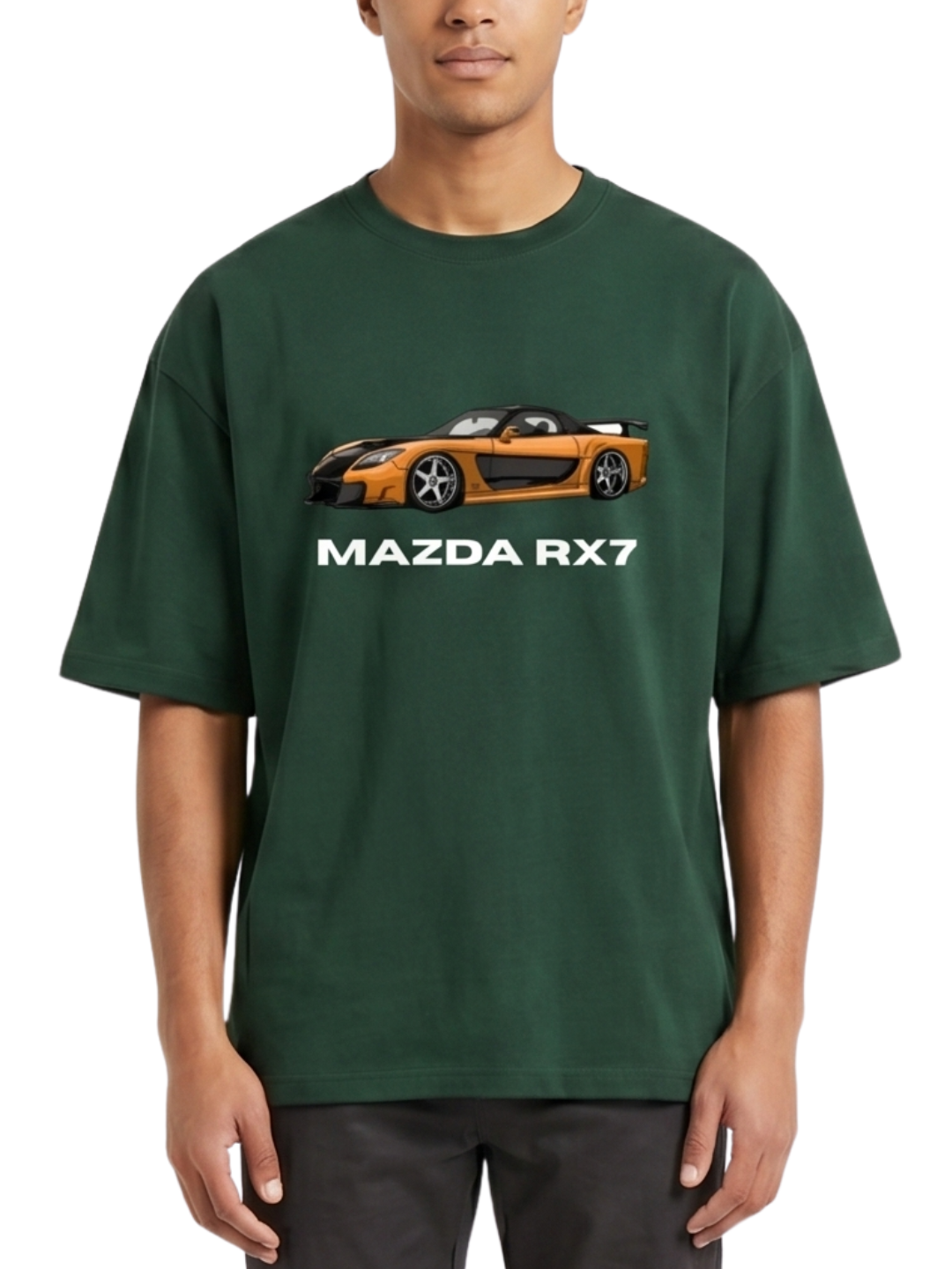 Men's Oversized Drop Shoulder Cotton T Shirt | Mazda RX7 Sports Car