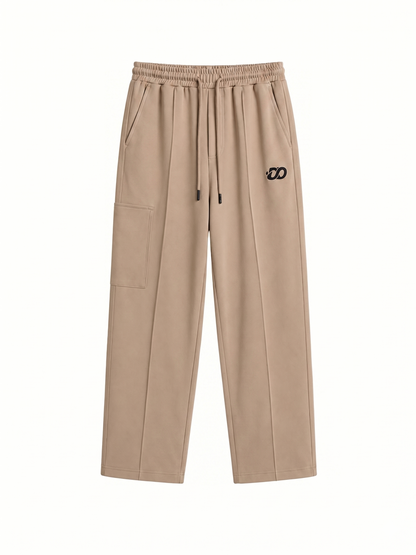 Women's Beige Woven Terry Straight Fit  Stretchable Trouser