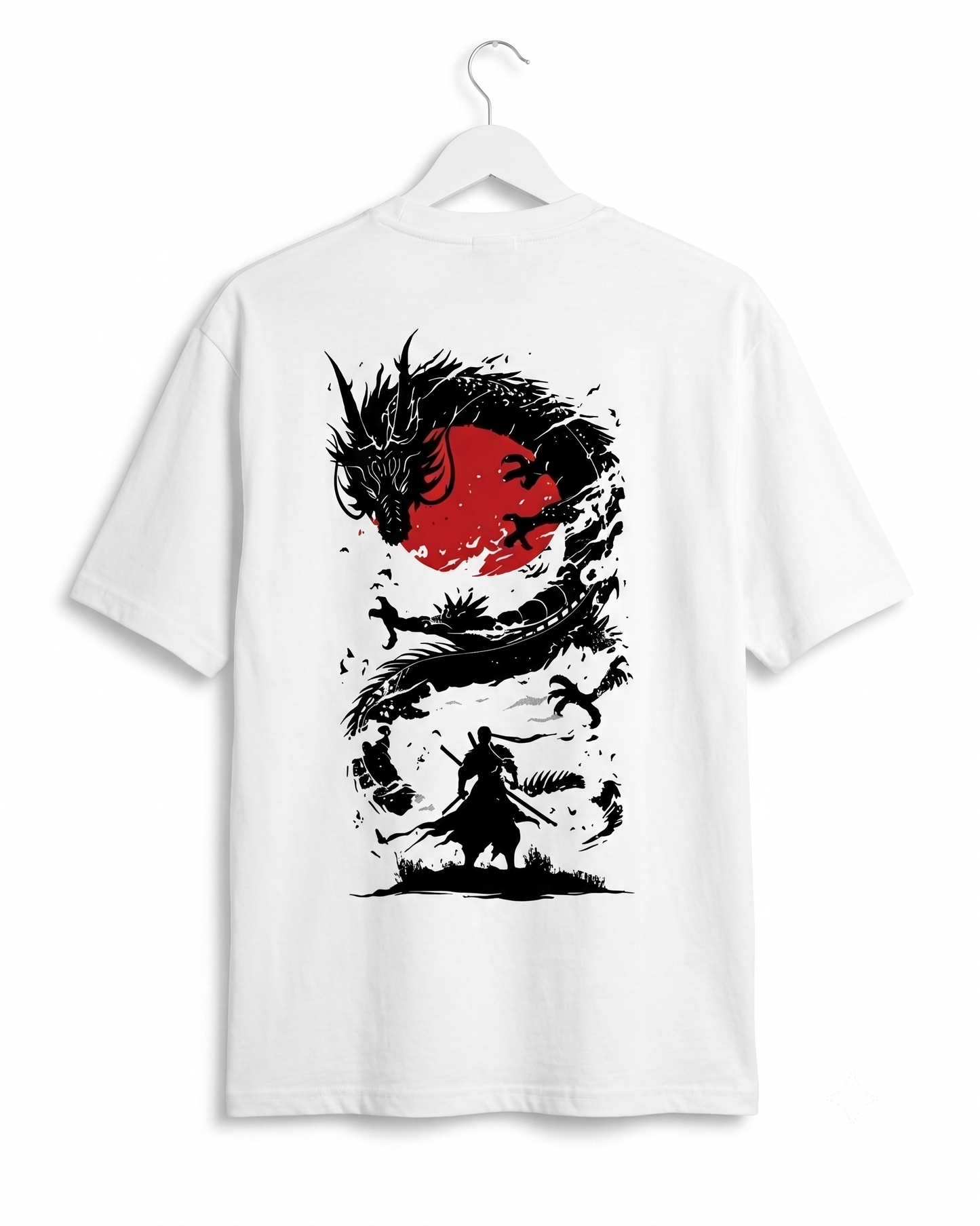 Men's Oversized Drop Shoulder Cotton T Shirt | Crimson Dragon Ascension