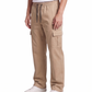 Women's Beige Canvas Wide-Leg Cargo Trousers