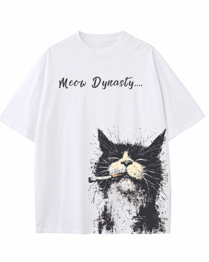 Women's Oversized Drop Shoulder Cotton T Shirt |  Artistic Cat