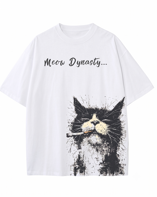 Women's Oversized Drop Shoulder Cotton T Shirt |  Artistic Cat