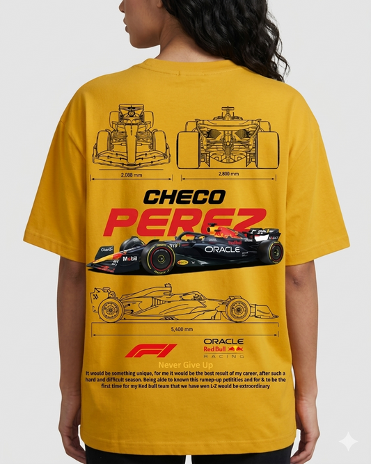 Women's Oversized Drop Shoulder Cotton T Shirt | Checo Perez F1 Racing