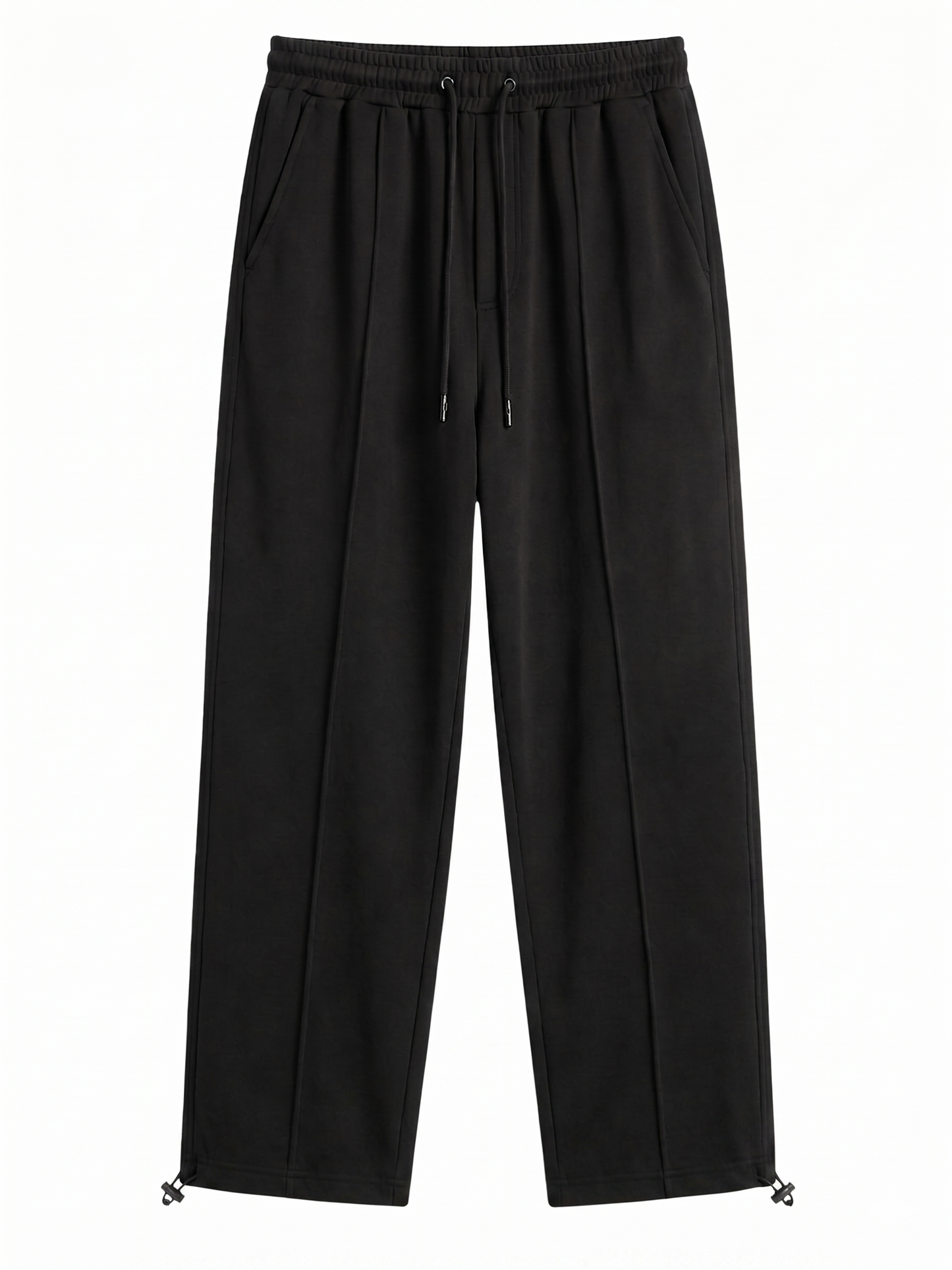 SoftFlex Black Premium Drawstring Straight Trousers