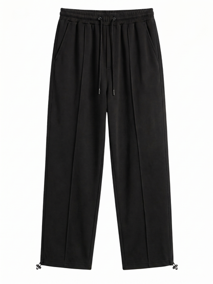 SoftFlex Black Premium Drawstring Straight Trousers