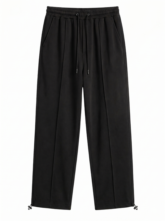 SoftFlex Black Premium Drawstring Straight Trousers