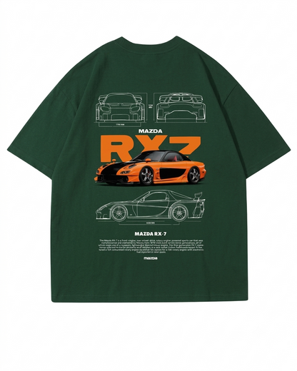 Men's Oversized Drop Shoulder Cotton T Shirt | Mazda RX7 Sports Car