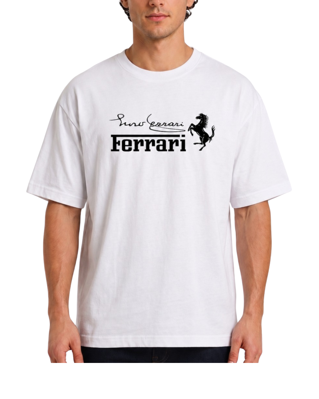 Men's Oversized Drop Shoulder Cotton T Shirt | Ferrari Enzo Streetwear