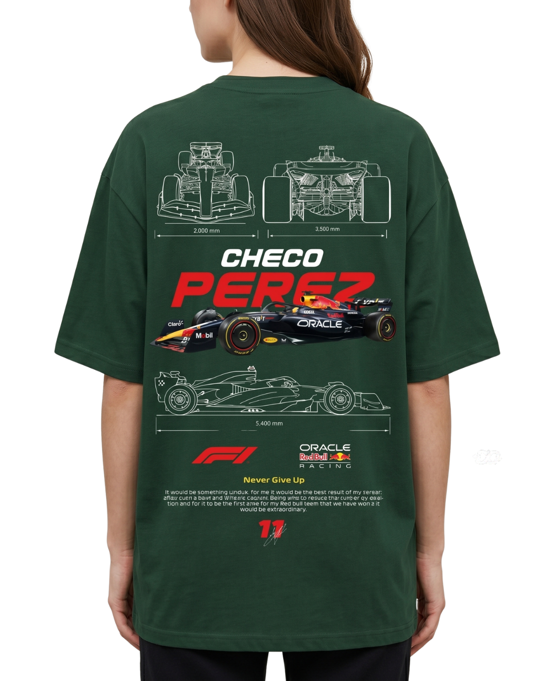 Women's Oversized Drop Shoulder Cotton T Shirt | Checo Perez F1 Racing