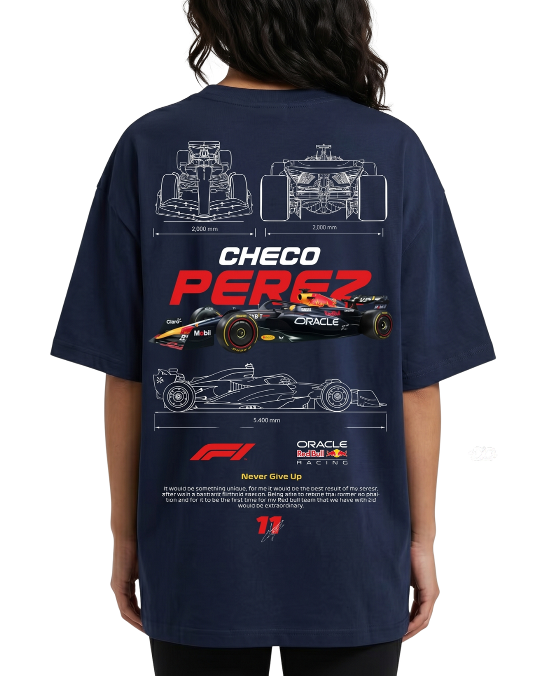 Women's Oversized Drop Shoulder Cotton T Shirt | Checo Perez F1 Racing