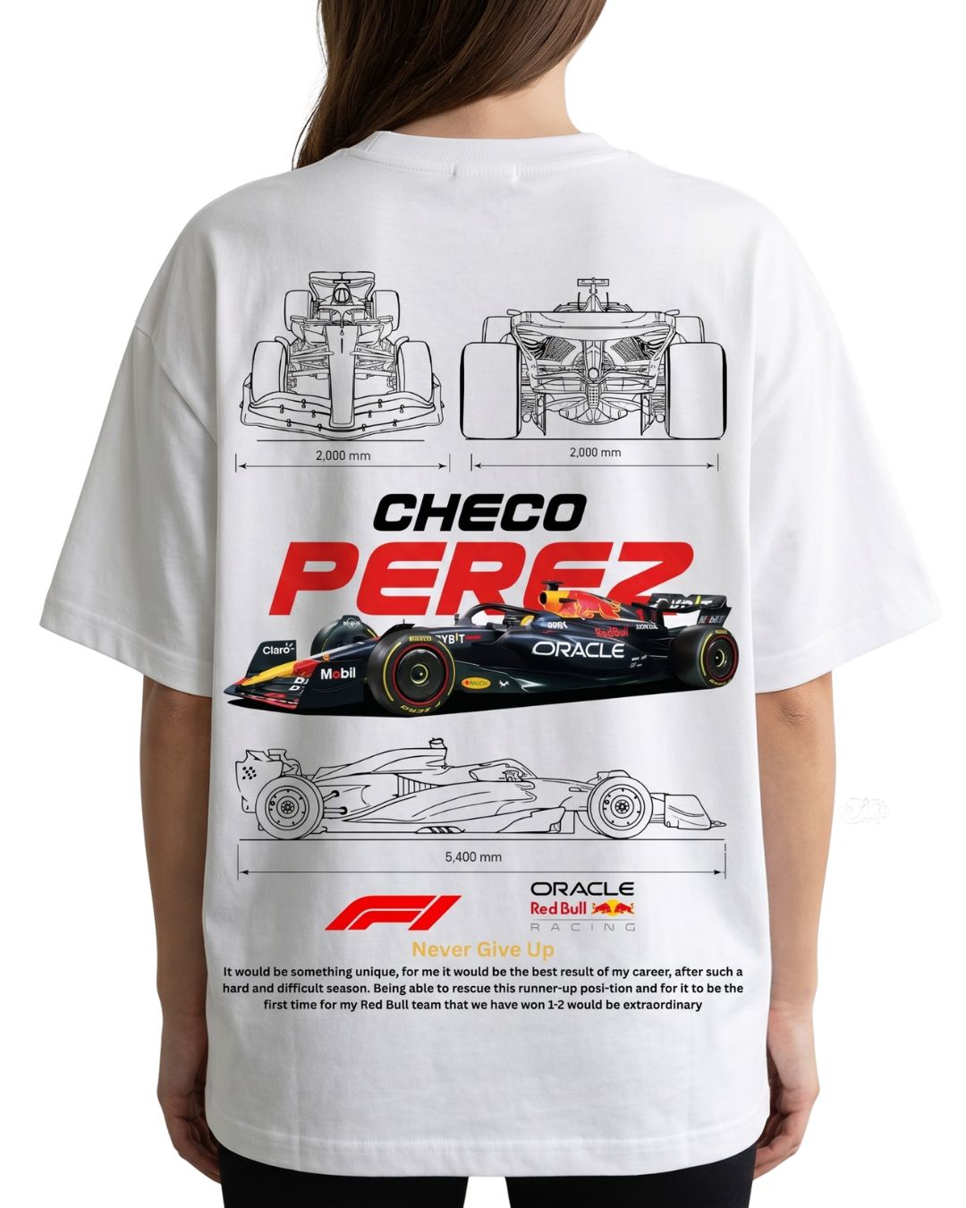 Women's Oversized Drop Shoulder Cotton T Shirt | Checo Perez F1 Racing