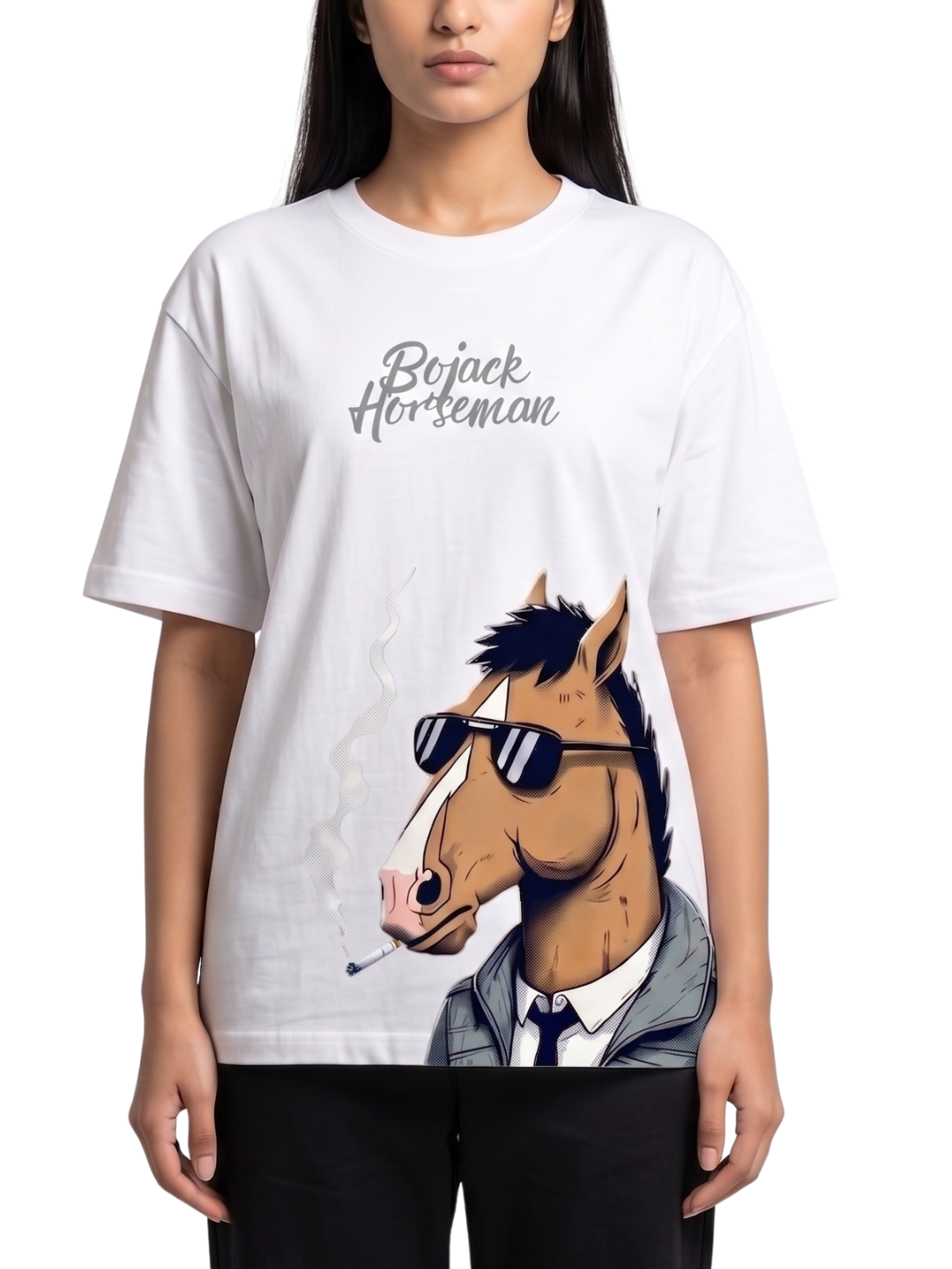 Women's Oversized Drop Shoulder Cotton T Shirt | Bojack Horseman
