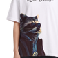 Women's Oversized Drop Shoulder Cotton T Shirt | Relax Buddy Raccoon