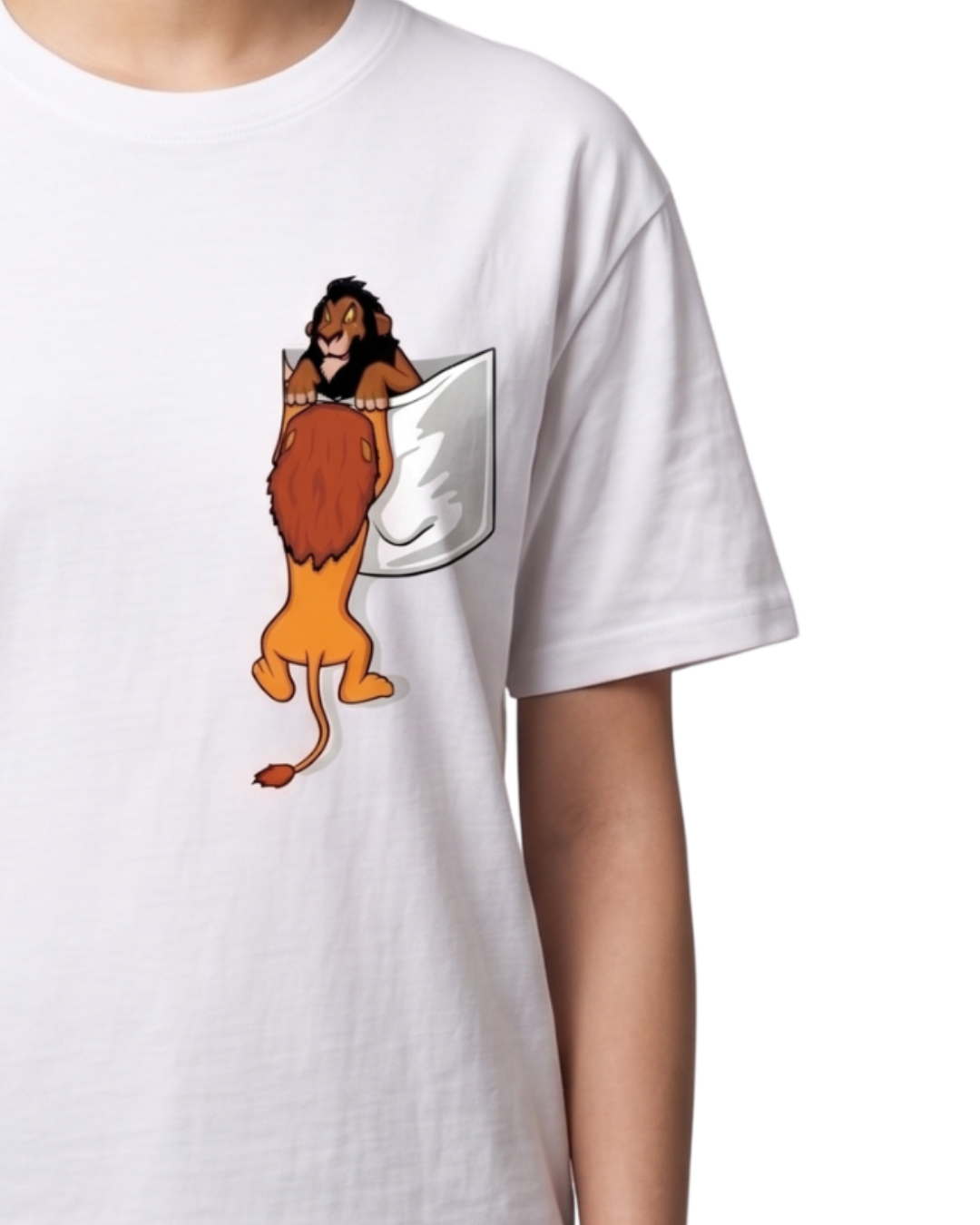 Women's Oversized Drop Shoulder Cotton T Shirt | Pocket Lion