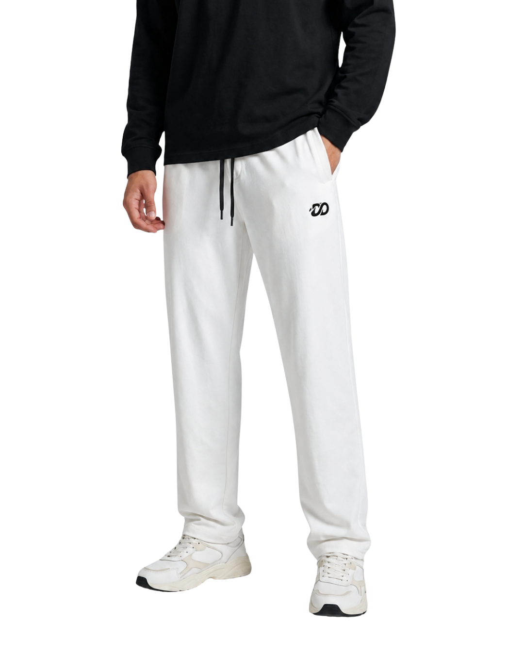 Women's Milky  White Woven Terry Straight Fit Trouser