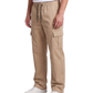 Men's Beige Canvas Wide-Leg Cargo Trousers
