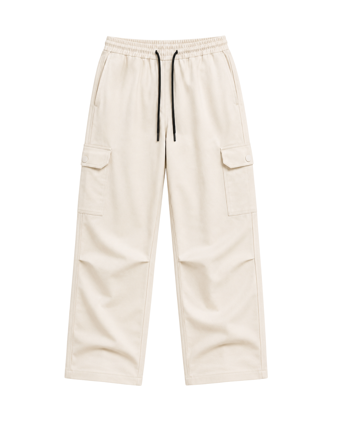 Men's Off-White Canvas Wide-Leg Cargo Trousers