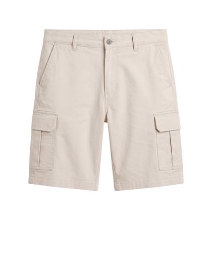 Men's Urban Off White 6 Pocket Chino  Cargo Canvas Shorts