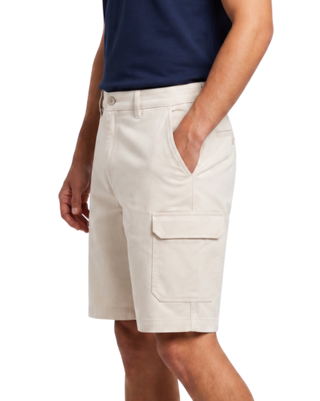 Men's Urban Off White 6 Pocket Chino  Cargo Canvas Shorts