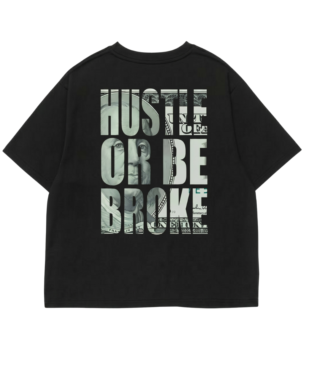 Men's Oversized Drop Shoulder Cotton T Shirt | Black Hustle or Be Broke