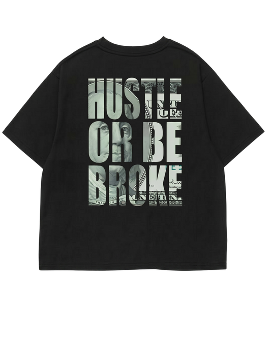 Men's Oversized Drop Shoulder Cotton T Shirt | Black Hustle or Be Broke