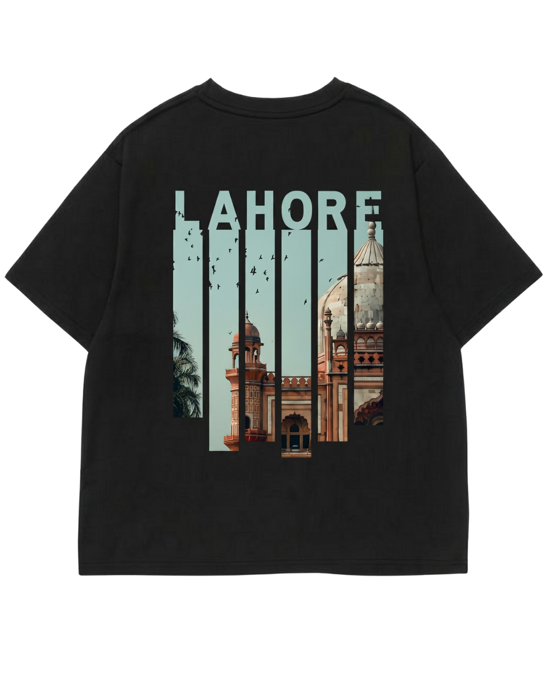 Men's Oversized Drop Shoulder Cotton T Shirt | Lahore Skyline