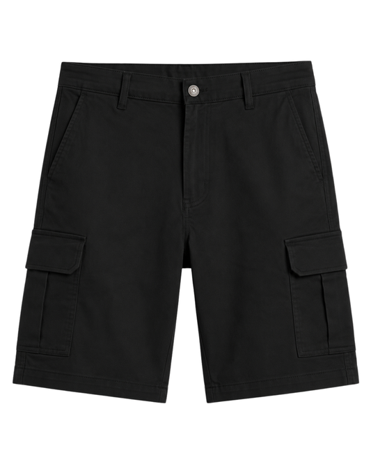 Elite Pure  Black  chino Cargo Shorts