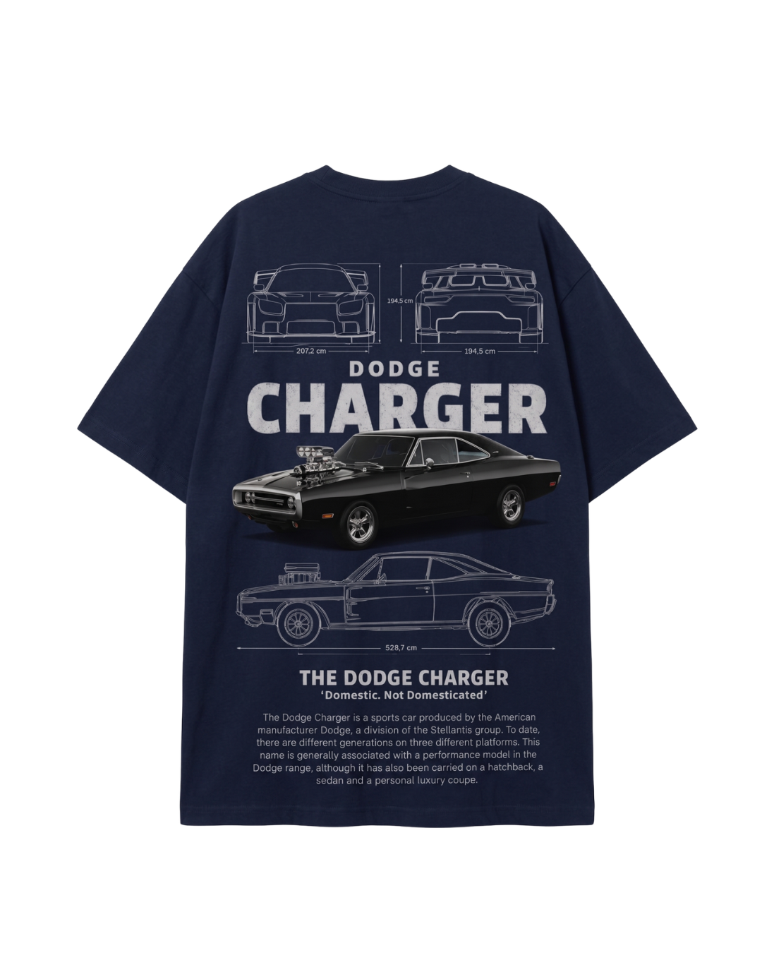 Men's Oversized Drop Shoulder Cotton T Shirt | Dodge Charger Streetwear