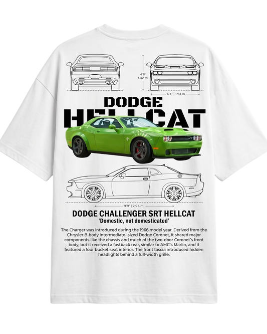 Men's Oversized Drop Shoulder Cotton T Shirt | Dodge Challenger SRT Hellcat