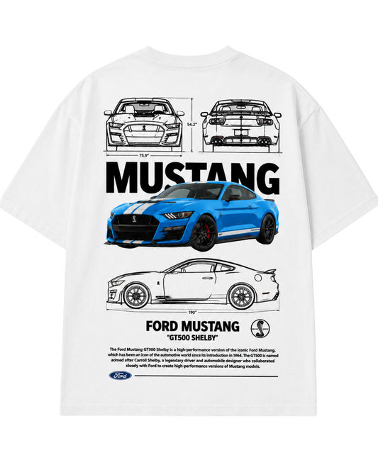 Men's Oversized Drop Shoulder Cotton T Shirt | Ford Mustang Shelby GT500