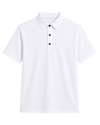 Men’s Premium milky White Ribbed Seam Less Polo Shirt