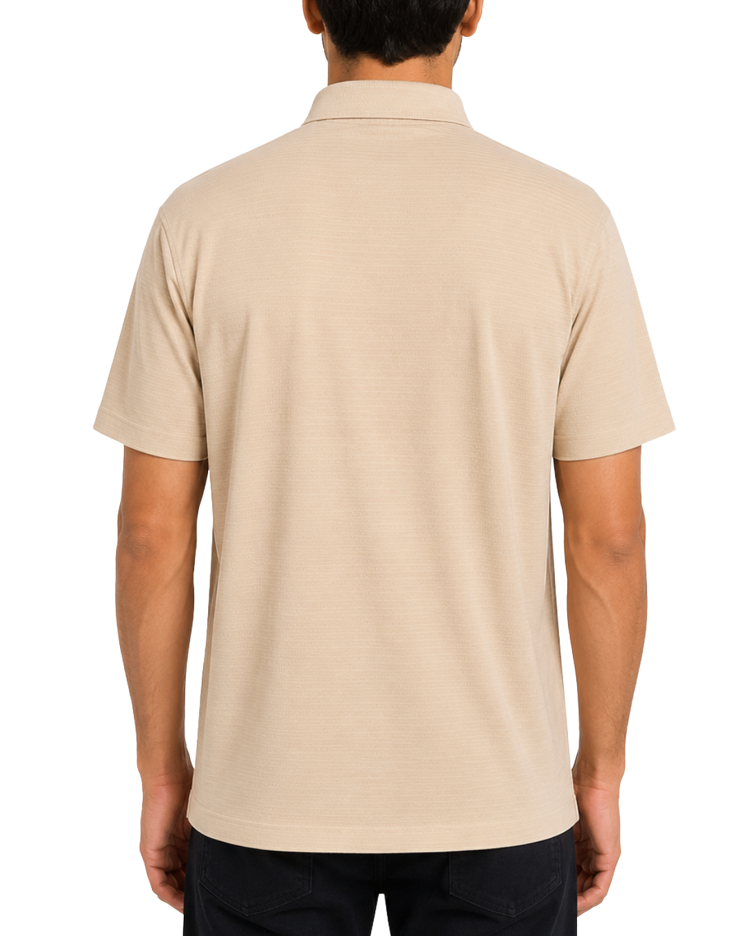 Men’s Premium Beige Ribbed Seam Less Polo Shirt