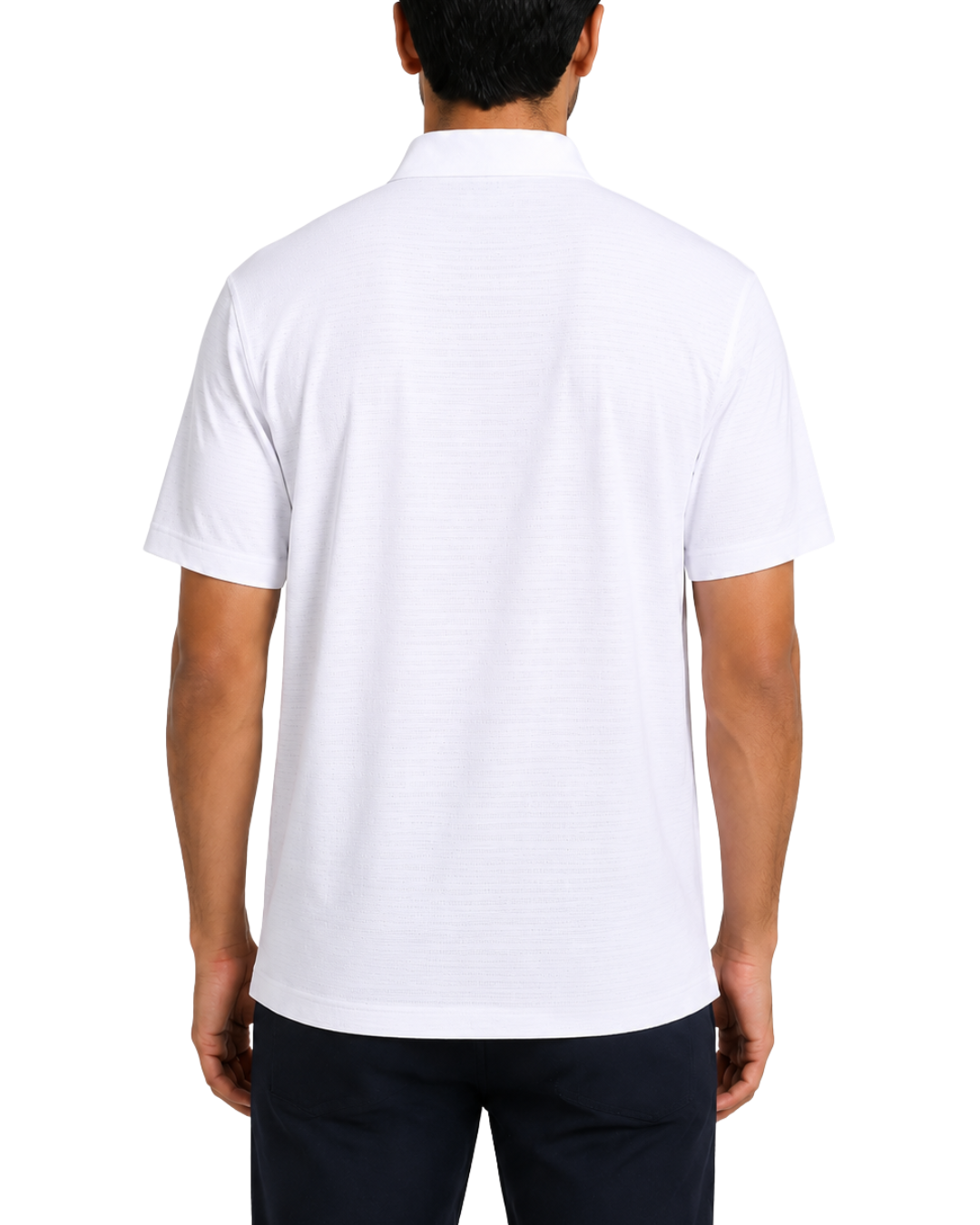 Men’s Premium milky White Ribbed Seam Less Polo Shirt