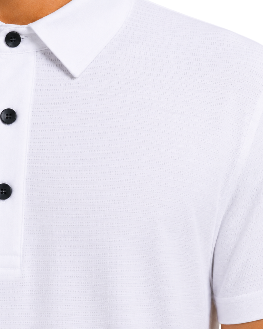 Men’s Premium milky White Ribbed Seam Less Polo Shirt
