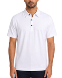 Men's Premium Milky White Ribbed Seamless Polo Shirt