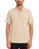 Men’s Premium Beige Ribbed Seam Less Polo Shirt