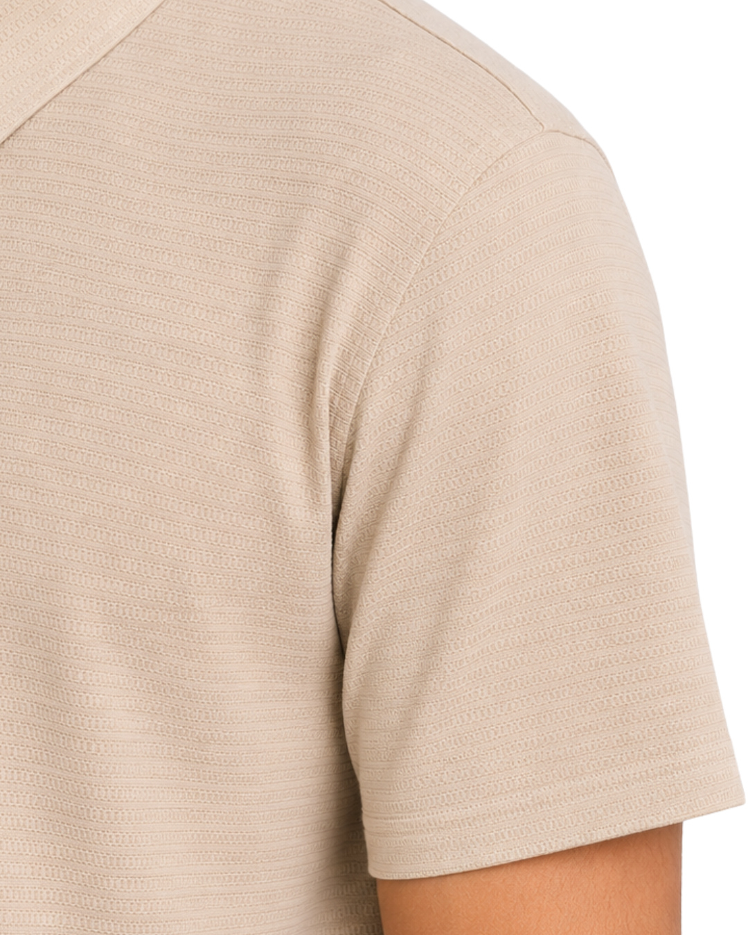 Men’s Premium Beige Ribbed Seam Less Polo Shirt