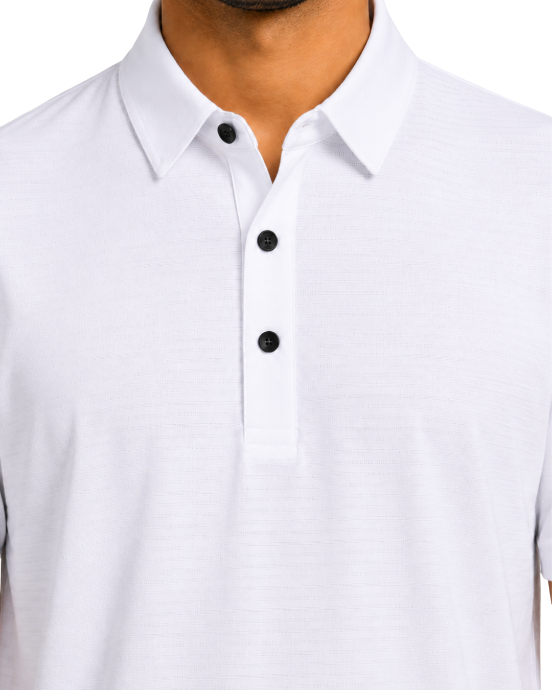 Men’s Premium milky White Ribbed Seam Less Polo Shirt