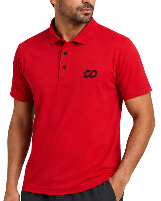 Men’s Premium Dry Fit Ribbed  Red Polo Shirt