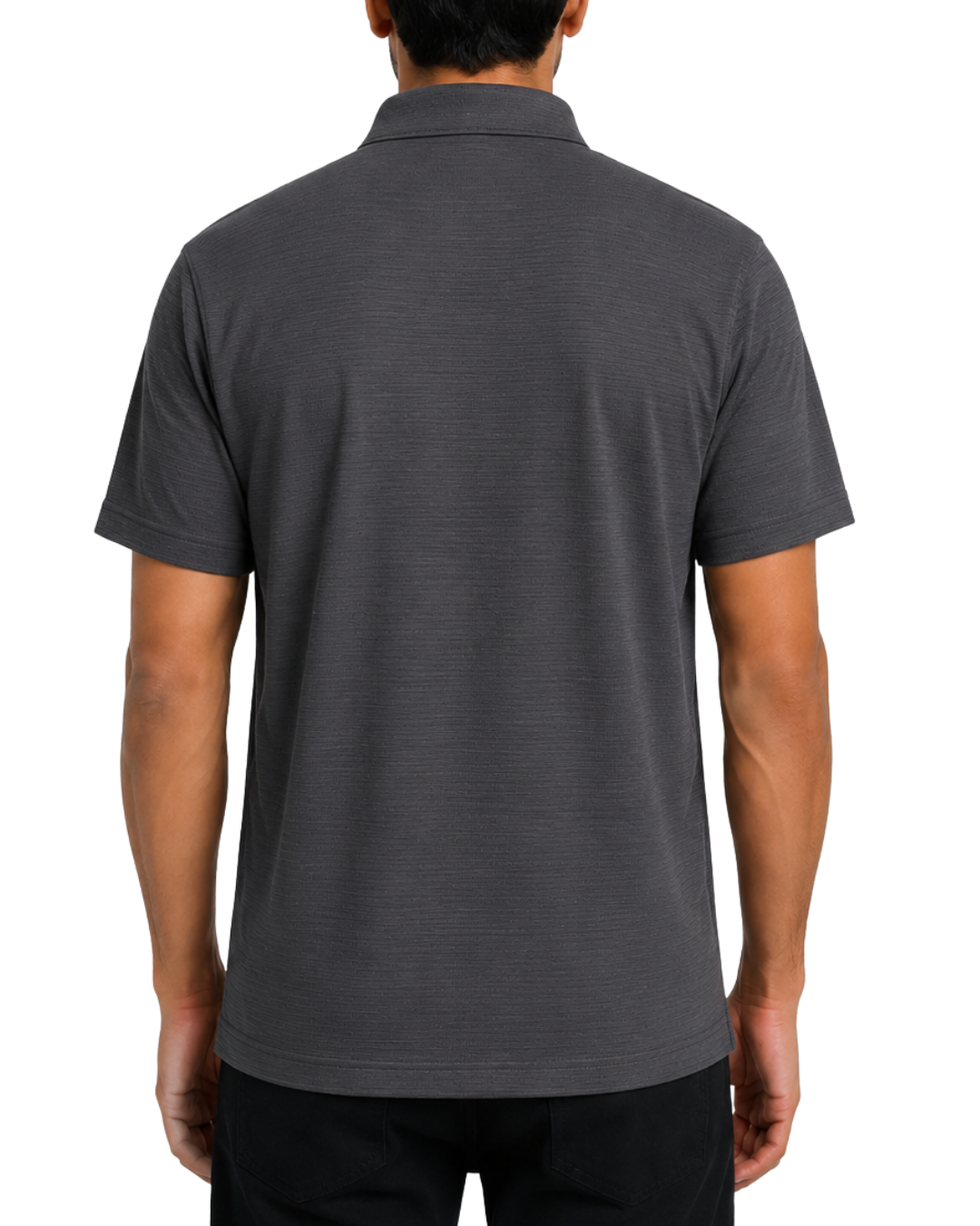 Men’s Classic Gray Ribbed Seam Less Polo Shirt