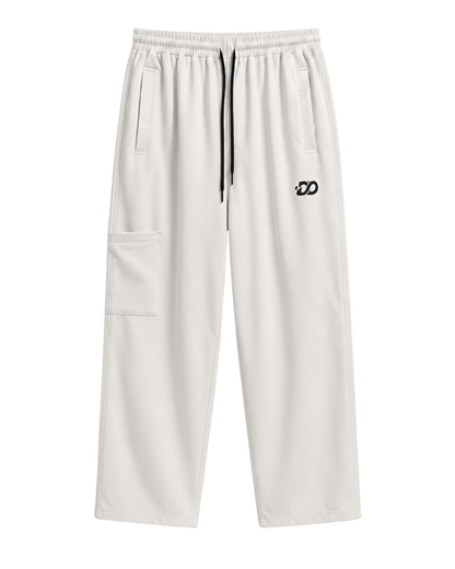 Women's Milky  White Woven Terry Straight Fit Trouser