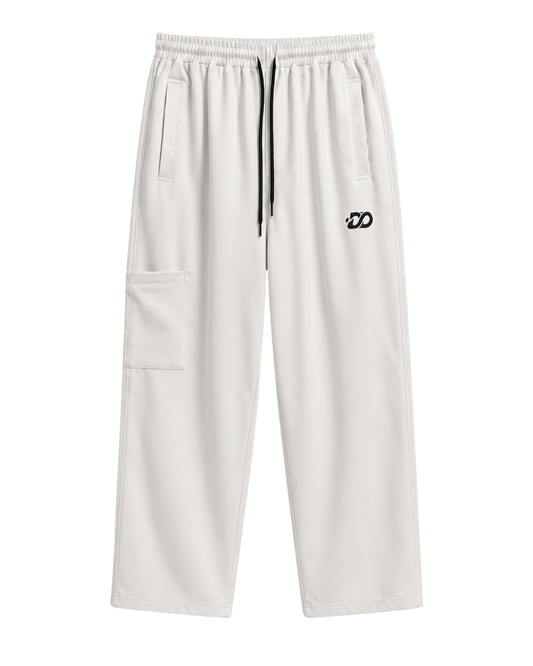 Women's Milky  White Woven Terry Straight Fit Trouser