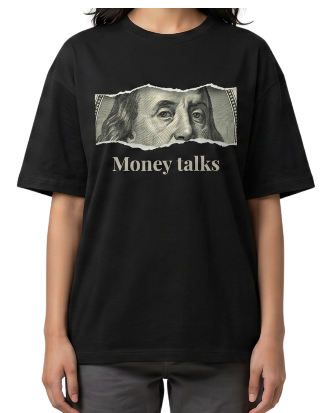 Women's Oversized Drop Shoulder Cotton T Shirt | Luxe Money