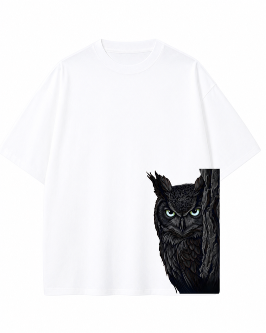 Women's Oversized Drop Shoulder Cotton T Shirt | Shadow Owl