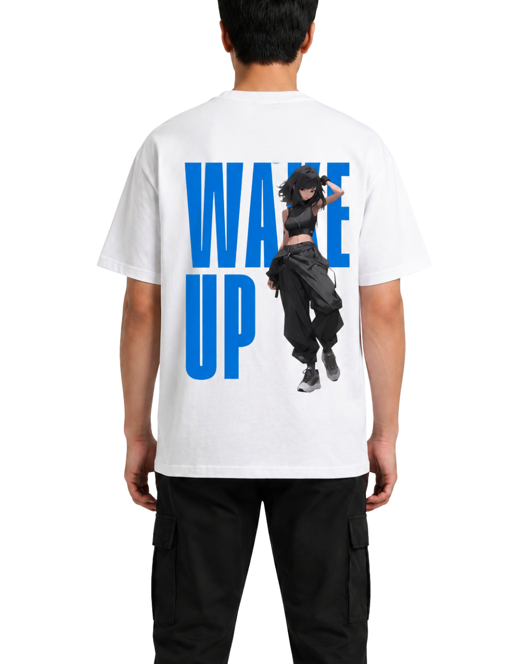 Men's Oversized Drop Shoulder Cotton T Shirt | Wake Up