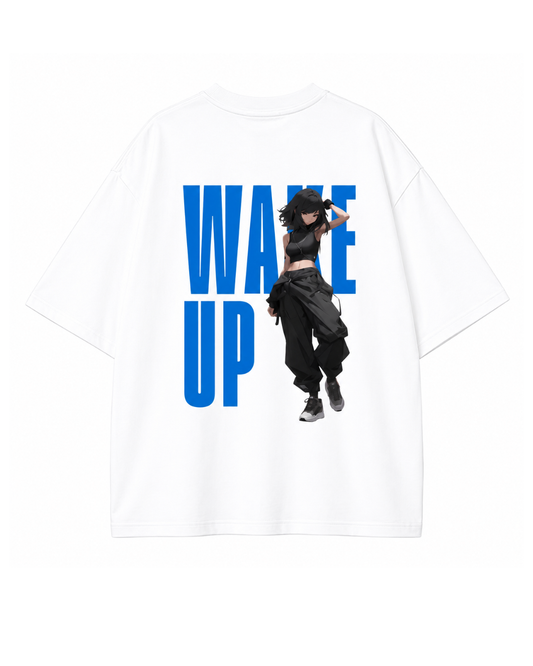 Men's Oversized Drop Shoulder Cotton T Shirt | Wake Up