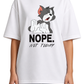 Women's Oversized Drop Shoulder Cotton T Shirt | Nope Not Today Cat